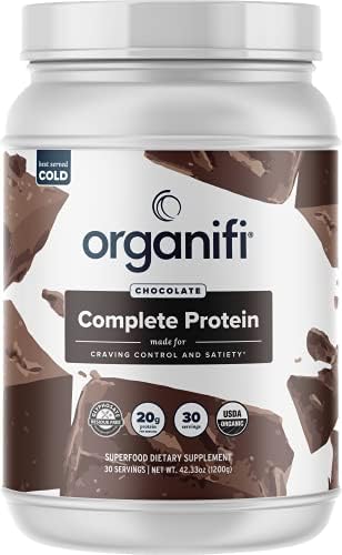 Organifi: Complete Protein Chocolate Flavor – Organic Vegan Plant Based Protein Powder – 30 Day Supply – Supports Craving Control and Weight Management – Digestive Enzymes – No Soy, Dairy, or Gluten Organifi: Complete Protein Chocolate Flavor – Organic Vegan Plant Based Protein Powder – 30 Day Supply – Supports Craving Control and Weight Management – Digestive Enzymes – No Soy, Dairy, or Gluten