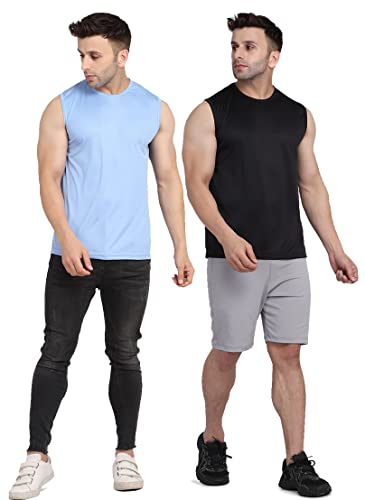 Image of Men's Regular Fit Sleeveless T-Shirt (Pack of 2)