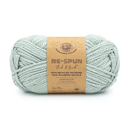 Image of Lion Brand Yarn Respun Thick & Quick Yarn for Knitting and Crocheting, Fog, 1 Pack