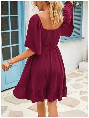 Image of BEAUDRM Women's Western Cowgirl Dress Floral Boho Mini Dresses Summer Flowy Sun Dress Country Vacation Outfits