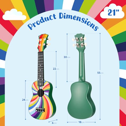 CAHAYA 21-Inch Rainbow Soprano Ukulele Beginner Kit for Kids - Image 3