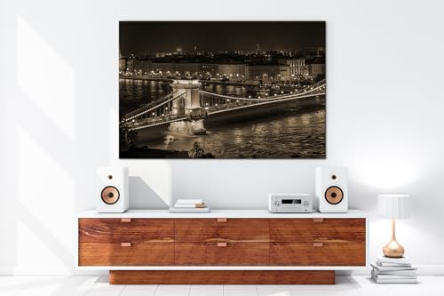 Impression numérique Pont de chaînes Budapest avec cadre en bois