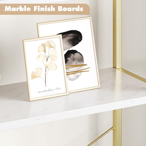 CABIHOME Bookshelf Tall Bookcase Arched Standing Bookshelves Modern Display Racks 5 Tier Storage Rack Shelf Large Wood Book Shelf for Bedroom, Living Room, Home Office