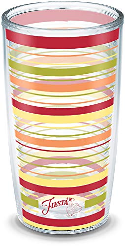 Tervis Made in USA Double Walled Fiesta Insulated Tumbler Cup Keeps Drinks Cold & Hot, 16oz - No Lid, Sunny Stripes