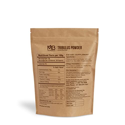 Mb Herbals Tribulus Powder 3.5 Oz (100G) | Gokshura Powder | Tribulus Terrestris | Small Caltrops #TOP1