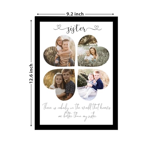 Image of Synthetic Wood Customized Gift 4 Photo Collage Print,Sister Gifts Rectangular Photo Frame Wall Mount With Photo Upload,Birthday Couple,Parents, Rakhi, (8.9X12.8 Inch),Black