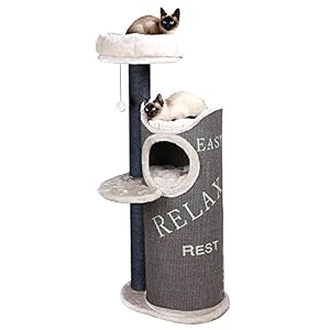 TRIXIE Katzen-Kratzbaum Juana, mehrstöckig & standfest – 134 cm, lichtgrau