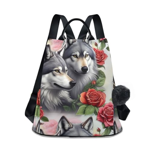 Sac à dos pour femme antivol à motifs loups contre les pickpockets