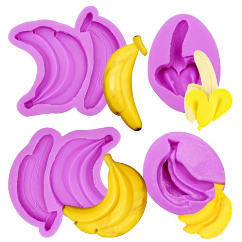 3D Banana Silicone Mold 4-Piece Set for Cake & Baking