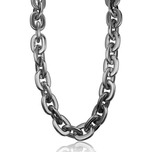 LCPQMZGH Jumbo Plastic Chain Necklace Hip Hop Rapper Gold Chain for Men Halloween Costume Accessory Black 35.4 Inch
