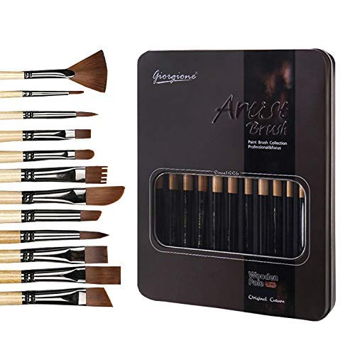 KirinStores (R) Professional Artist Brush Set of 12 - Painting Brushes Kit for Kids, Adults Fabulous for Canvas, Watercolor & Fabric - for Beginners and Professionals - Great for Water, Oil or Acrylic Painting