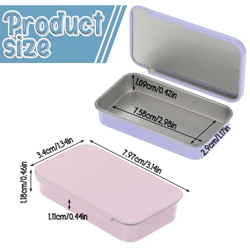 KALIONE Kleine Metallbox-Behälter, 3 Stück, Leere Metallbehälter mit Schiebedeckel 6 x 3,4 x 1,1 cm, Rechteckige Aufbewahrungsbox, Behälter für Süßigkeiten, Schmuck, Basteln(Farbe)