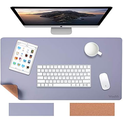 Weelth Office Desk Pad,Natural Cork & Leather Dual Sided Desk Mat, Smooth Surface Mouse Pad, Waterproof Desk Mats for Office/Home/Gaming Cover