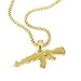 HEYu jewelry Fashion Hip-Hop Gold Necklace ICED AK-47 Rifle Shape Army Style Gun Pendent Necklace For Men Women
