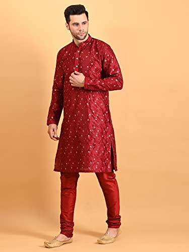Image of Uri and MacKenzie Embroidery Silk Men's Kurta Pyjama Set