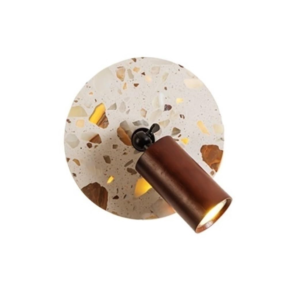 birene Wall Lamp Translucent Stone Walnut Retro Style Decorative Wall Lights Bedroom Bedside Lamp