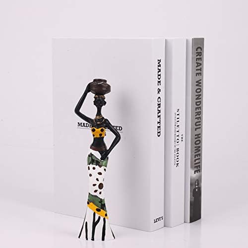 NINGWANG 3Pcs Retro Vase African Statue Resin Set Hotel Living Room Decoration Ornaments Yellow