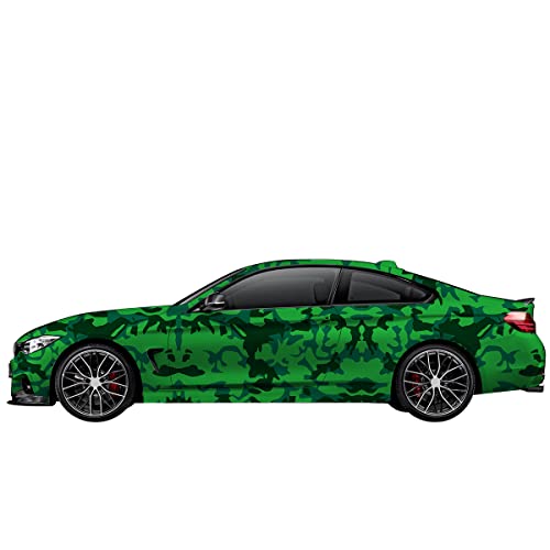 jweemax Vintage Air-Release Car Vinyl Wrap, Self-Adhesive Automotive Vinyl Wrap, Car Wrap Film, Urban Camo Theme, Green Series, 5ft x 82ft