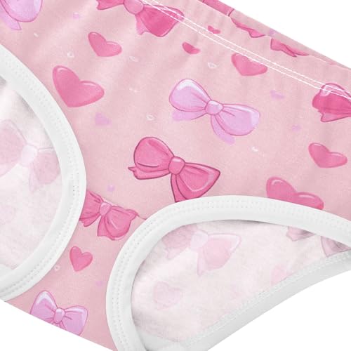 Wusikd Pink Bows Hearts (2) Girls' Underwear Cotton Girls Briefs Soft Toddler Underwear 2T4