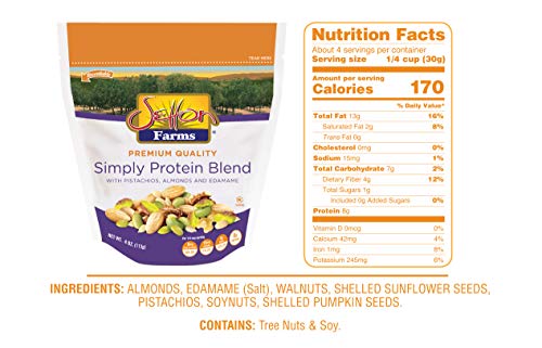 Image of Setton Farms Simply Protein Nut Blend with Pistachios, Almonds and Edamame, 4 oz Resealable Bag