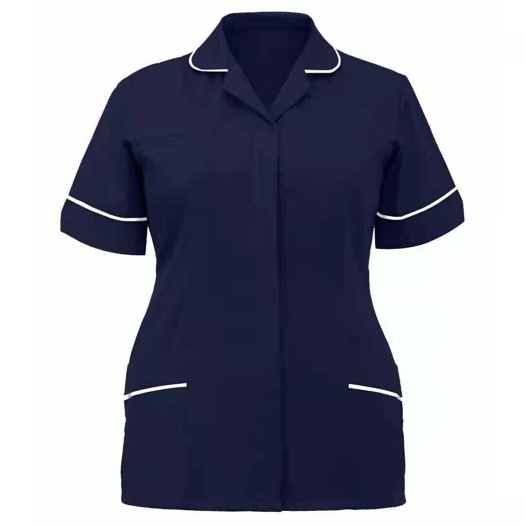 Ctallthy Nursing Healthcare Tunic Dentist Hospitality Carers Therapist Maid Nurse Uniform (Navy Blue,Medium)