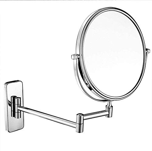 erkebspm Miroir de courtoisie Pliant Miroir de Maquillage en cuivre Salle de Bain européenne Miroir télescopique Double Face 6/8 Pouces (Couleur : Chrome, Taille : 8 Pouces 5X) (Chrome 8 Pouces 10X)