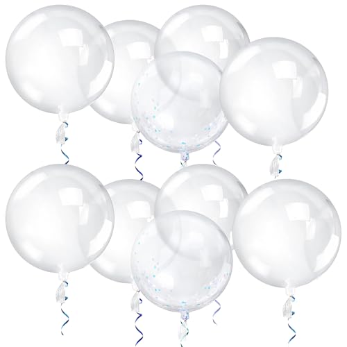 DHWEKU 10 globos transparentes de burbujas, 24 pulgadas, globo transparente gigante transparente, globo de burbuja, globos de cumpleaños para fiestas de cumpleaños, bautizos, 50 cm