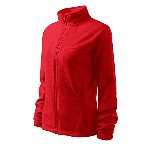 DELUNO Rot Damen Outdoor Fleecejacke - top qualität - Neu - Rot Blau Grau Weis - XS S M L XL XXL (504-L-Rot)