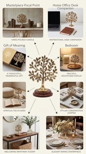 Image of Sotfamily 100% Pure Brass Kalpvriksh Tree Showpiece for Home Decor, Tree of Life Tabletop Decor, Vastu & Feng Shui Brass Decorative Item for Living Room & Office