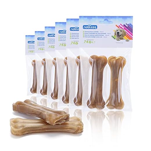 Nobleza - Hueso Prensado para Perros 12PCS (10cm) Fortalecedor de Dientes Stick Dental Dog Snack, Hueso de Nudillos de Cuero Crudo, Hueso para morder, 4 Inches