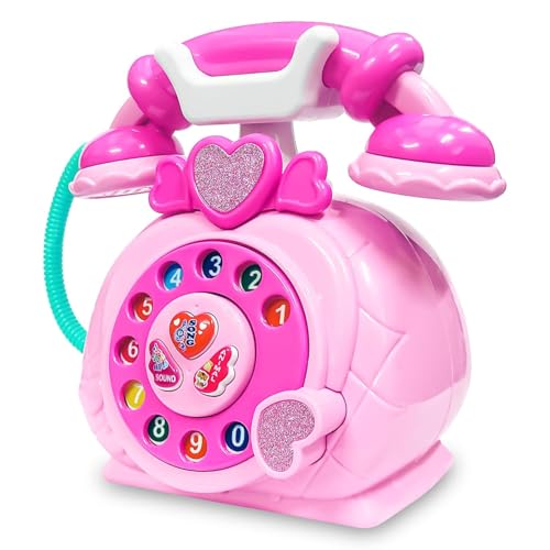 Image of Educational Phone Toy for 2-12 Years Kids Rechargeable 24 Modes Talking Baby Smart Phone Mobile Toy for Boys Girls Christmas Gift Birthday Surprise (Pink Telephone)