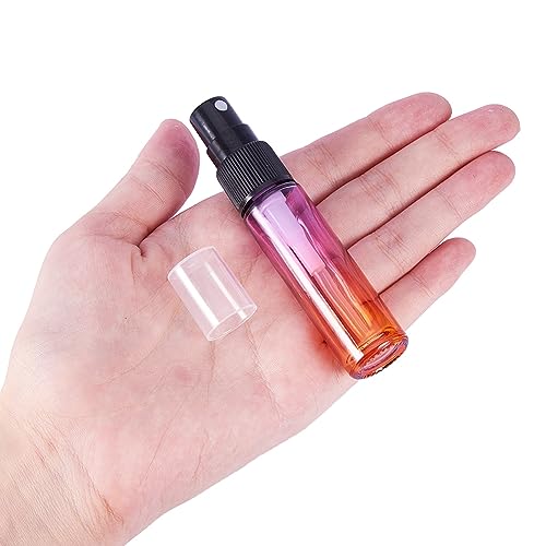 BENECREAT 9 Packs 10ml Rainbow Color Glass Spray Bottle, Refillable Fine Mist Spray Bottle for Perfume, Essential Oil, Travel Size Mini Spray Bottles4