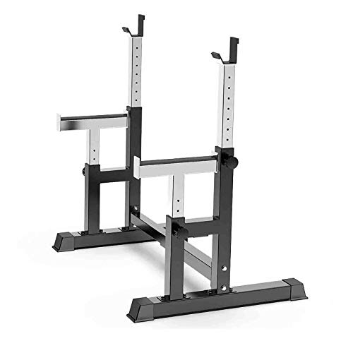 OTQEFTN Adjustable Squat Rack Barbell Free Bench Press Weightlifting Fitness Equipment Rack, Multifunctional Lifting Fitness Rack Indoor Squat Barbell Bench Press