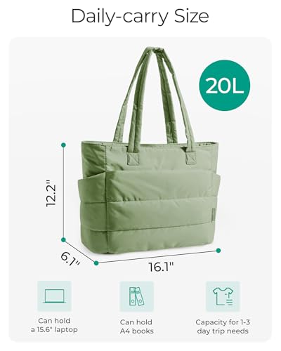 Image of BAGSMART Tote Bag for Women, Lightweight Puffy Tote Bag with Compartments Shoulder Bag Handbag for Travel, Work, Gym | Lightweight