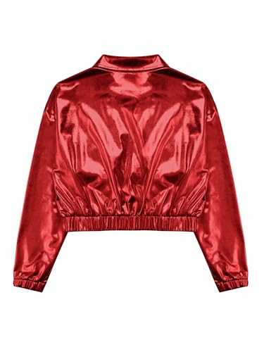 iiniim Girls Boys Sequins Hip Hop Jazz Outerwear Kids Shiny Metallic Bomber Jacket Coat with Flap Pockets Disco Party4