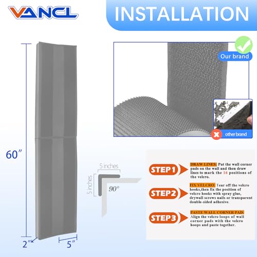 Image of Wall Corner Padding Light Grey Wall Corner Guards Heavy Duty Wall Corner Edge Protector Wall Cushion Mats Waterproof Durable 2 Sides Wall Corner Pads for Safety