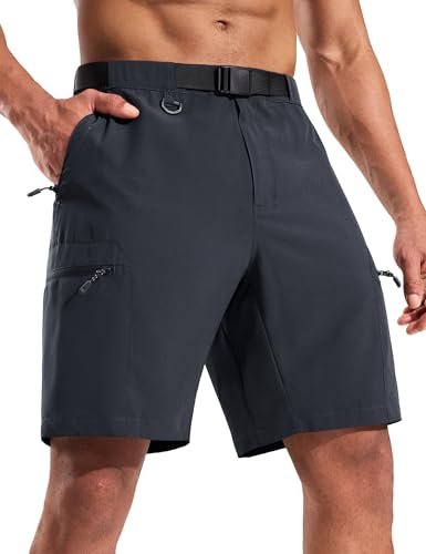 Haimont Men's 9" Hiking Cargo Shorts with Zipper Pockets Dark Grey L