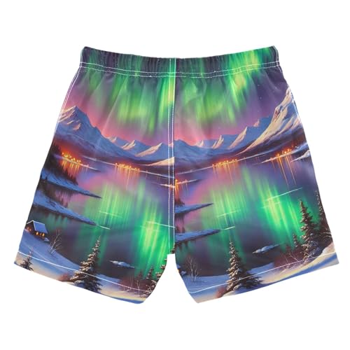 Snow Mountain Lake Purple Boys Swim Trunks Quick Dry Toddler Swimsuit Boy Swimwear Bathing Suits Board Shorts XS2