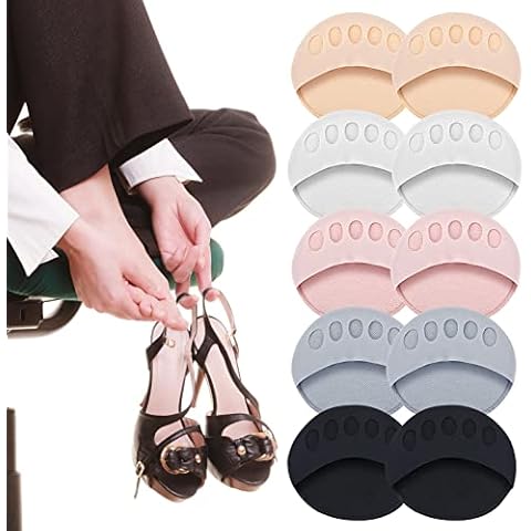 PROUSKY 5 Pairs Honeycomb Forefoot Pads Fabric Foot Cushions Forefoot Pad Feet Sweat Pads Metatarsal Pads Reusable Relief Foot Fatigue Pain for Women Various Shoe Types Cover