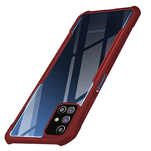Image of TheGiftKart Shockproof Clear Back Cover Case for Samsung Galaxy M51 | 360 Degree Protection | Transparent Back Cover Case for Samsung Galaxy M51 (PC & TPU, Red Bumper)