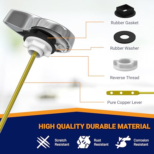 Image of Side Mount Toilet Handle Replacement, Compatible with American Standard, Kohler, TOTO, Gerber and Most Side Mount Toilet Tanks - Chrome Polished