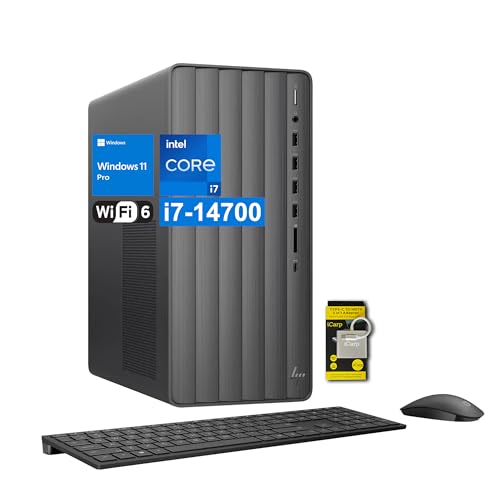 HP Envy Desktop, 14th Gen Intel Core i7 Processor (up to 5.4 GHz), 64GB RAM, 1TB SSD + 1TB HDD, Wireless Keyboard & Mouse, Wi-Fi 6, Bluetooth, Win11 Pro, Home Office & Business Computer w/ICP Hub