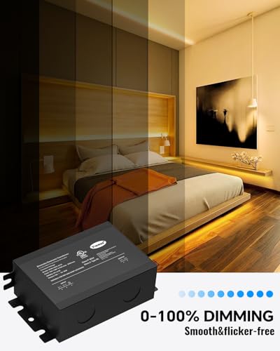 Image of LED Driver 12V 60W DimmableTriac ELV /MLV LED Transformer Compatible with Lutron&Leviton Switches,for LED Strip Lights,Kitchen, Cabinet,UL&FCC-Listed