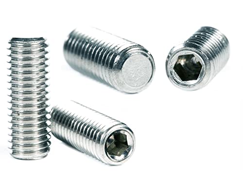 M8 (8mm x 12mm) Grub Screws Flat Point Carbon Steel Set Screw Metric Thread Allen Socket Key ISO 4026 (Pack of 20) B05BC