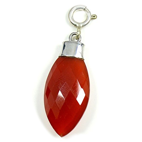 Pendentif en argent 925 et onyx rouge naturel facetté au raffinement intemporel