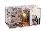CUTEROOM DIY Puppenzimmer Miniaturmöbel Holzhaus Kit - Holzpuppen Haus Kit mit Staubschutz und Zubehör - Genki Life-for Idea Geeignet & Familie