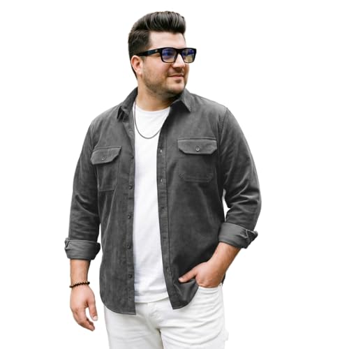 Image of Urbano Plus Men's Corduroy Full Sleeve Regular Fit Solid Overshirt with Utility Pockets