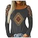 Tops pour Femme Géométrique Chemisier Beau Scintillant Bureau Top Femme Coton Manche Longue Encolure Dégagée FêTe des MèRes Confortable Doux Découper