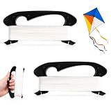 DUMGAR 2 Stück Drachenschnur, Kite Line Cord with Winding Board,Fliegende Drachen Polylinie,Drachenleine mit gewundenen,Spule Lenkdrachen String mit Wickelbrett,Für Outdoor-Sportarten(Schwarz,100m)