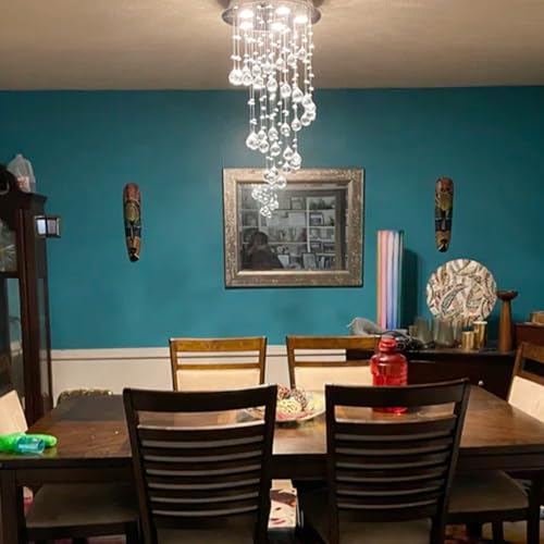 Image of K9 Crystal Chandelier, Flush Mount Ceiling Light, Modern LED Light Fixture, Dining Room Bedroom Kitchen Entryway Foyer Light of 5 Lights, Spiral Shape, 29in High